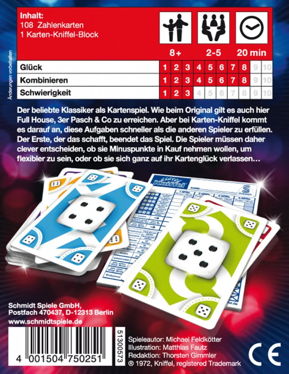Schmidt Spiele Karten Kniffel Kaartspel 75025