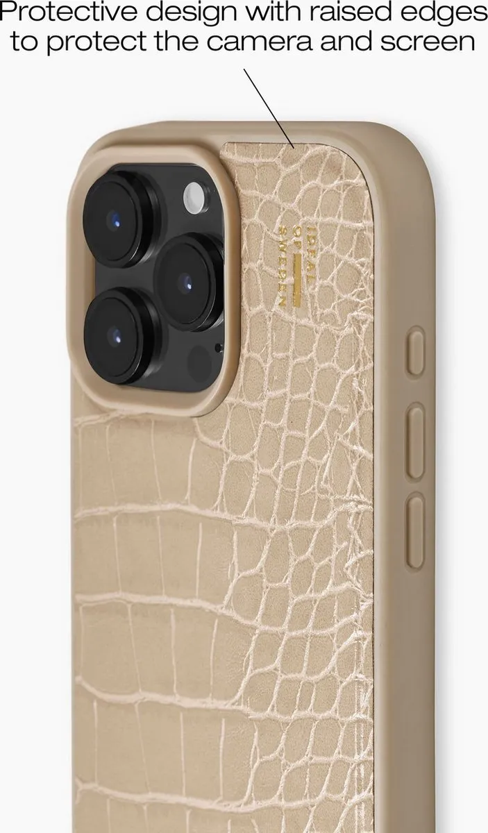 iDeal of Sweden iPhone 16 Pro Vegan Leather Case MagSafe Warm Beige Croco - IDVLCMS-I2461P-456