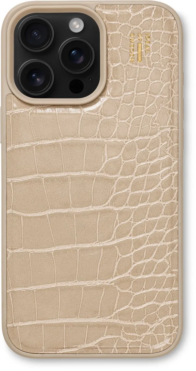 iDeal of Sweden iPhone 16 Pro Vegan Leather Case MagSafe Warm Beige Croco - IDVLCMS-I2461P-456