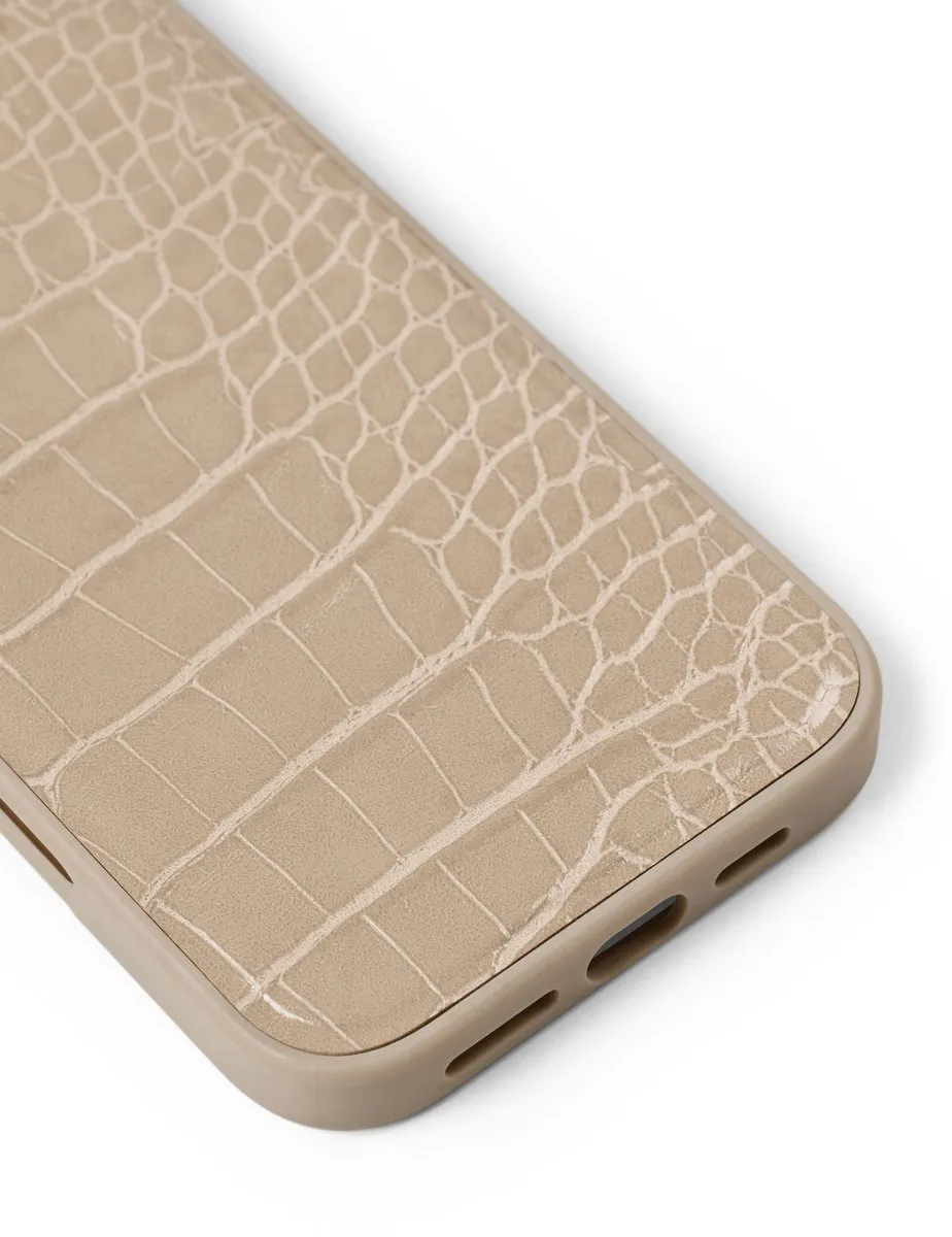 iDeal of Sweden iPhone 16 Pro Vegan Leather Case MagSafe Warm Beige Croco - IDVLCMS-I2461P-456