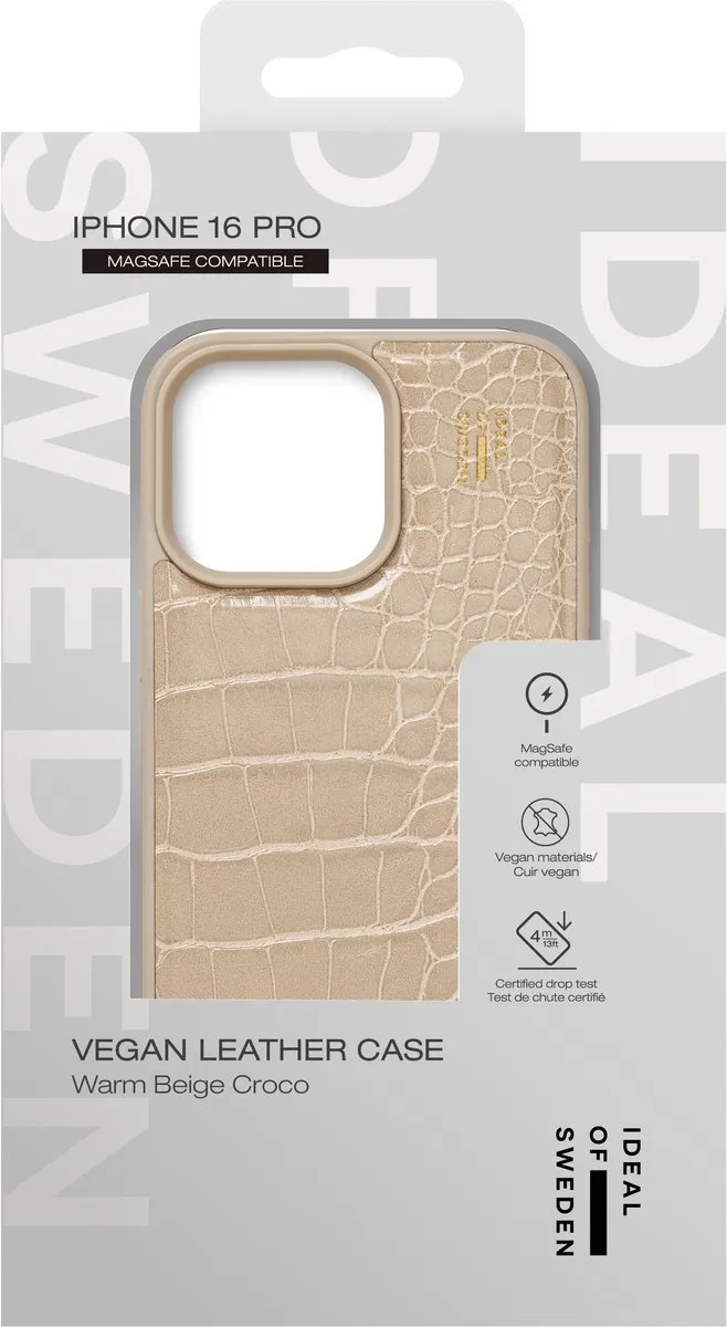 iDeal of Sweden iPhone 16 Pro Vegan Leather Case MagSafe Warm Beige Croco