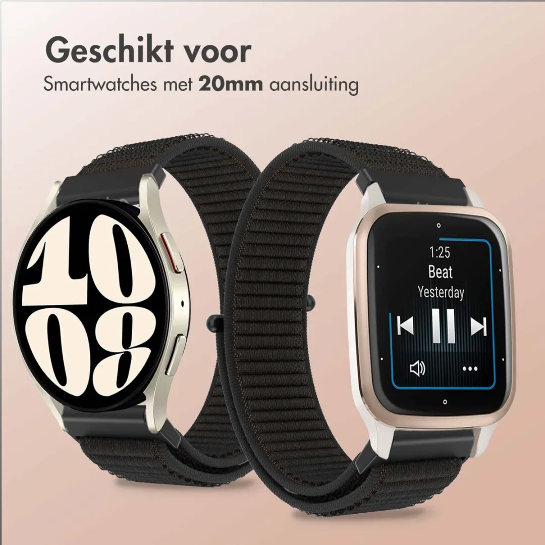 Imoshion Nylon Smartwatchband 20mm - Zwart - afbeelding 2 van 6