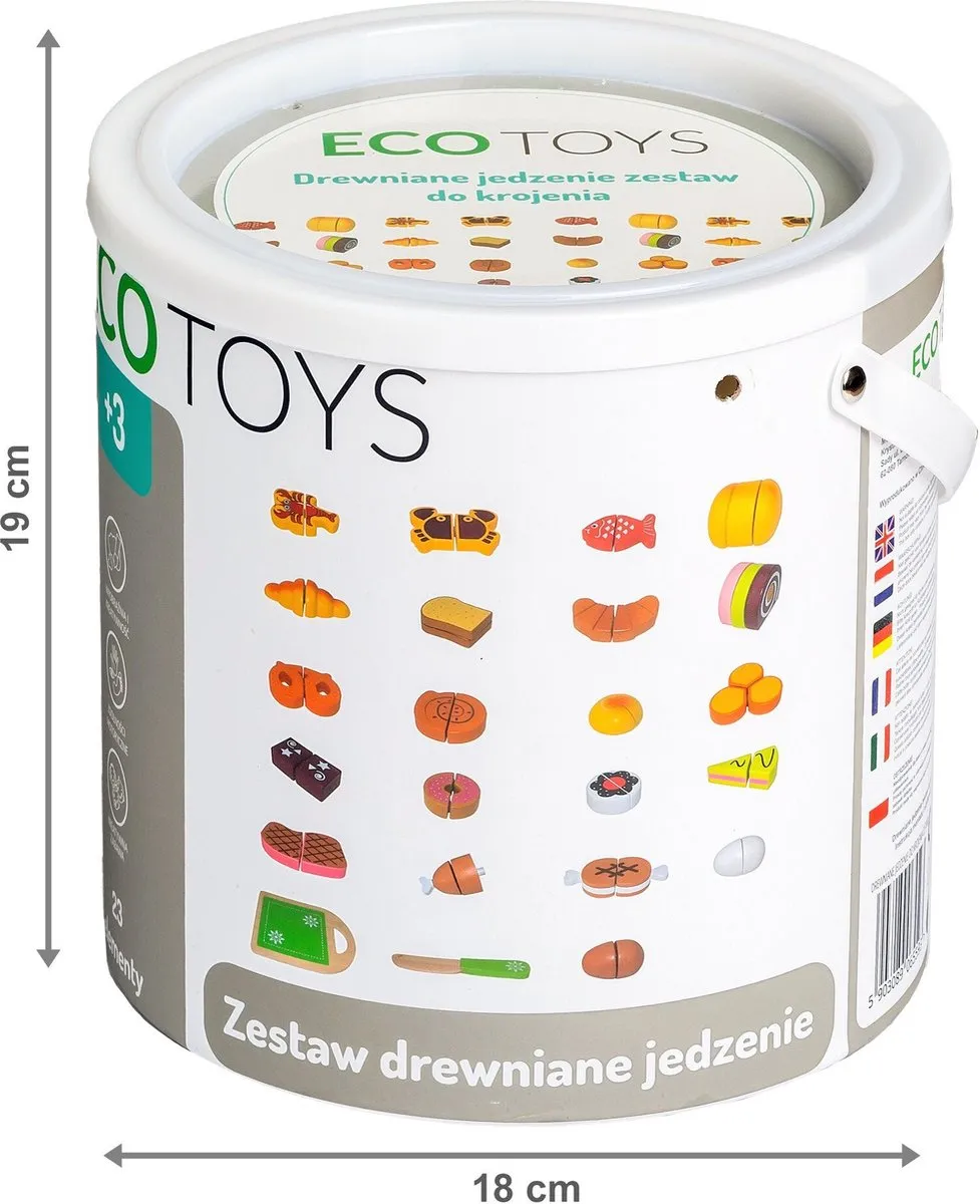 ECOTOYS Houten Speelvoedsel Set 20-delig - Groepsspel 3+
