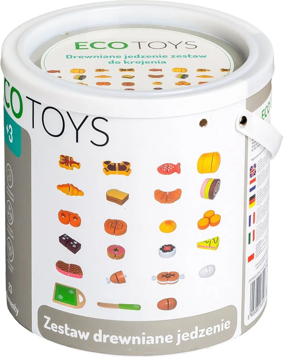 ECOTOYS Houten Speelvoedsel Set 20-delig - Groepsspel 3+