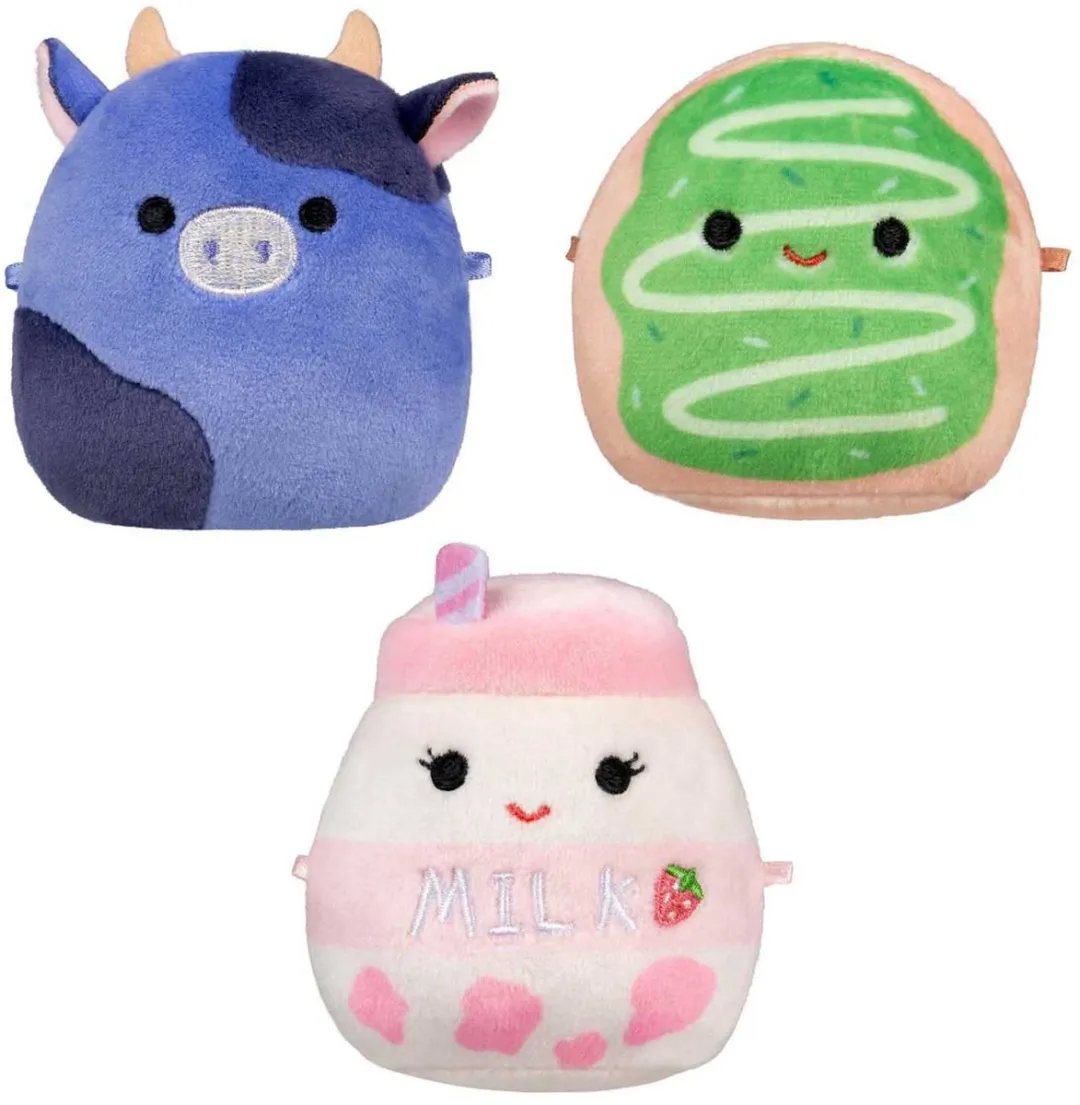 Squishmallows Micromallows 3-delig Pluche Knuffel - Groen/Paars/Rose/Blauw/Wit