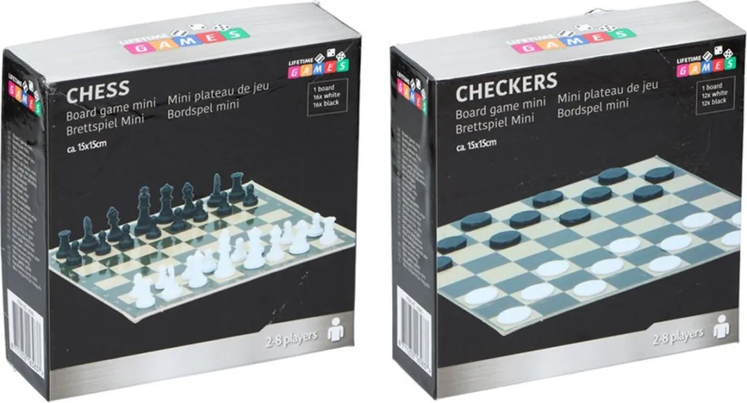 Lifetime Games Schaak & Damspel Mini 15x15cm - 8711252165837