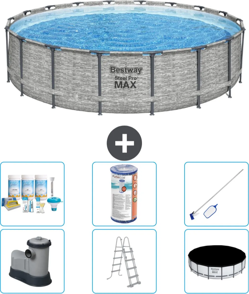 Bestway Steel Pro MAX Zwembad 549cm - 23.062L - Grijs