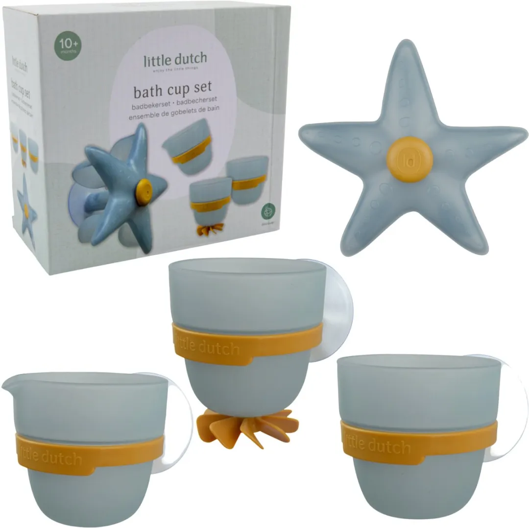 Rubo Toys Little Dutch Badwand Bekers Zeester - Blauw