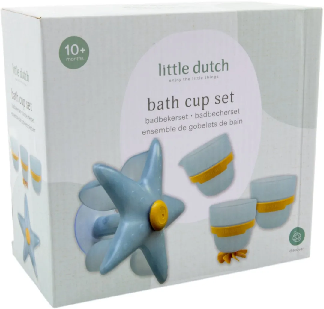 Rubo Toys Little Dutch Badwand Bekers Zeester - Blauw