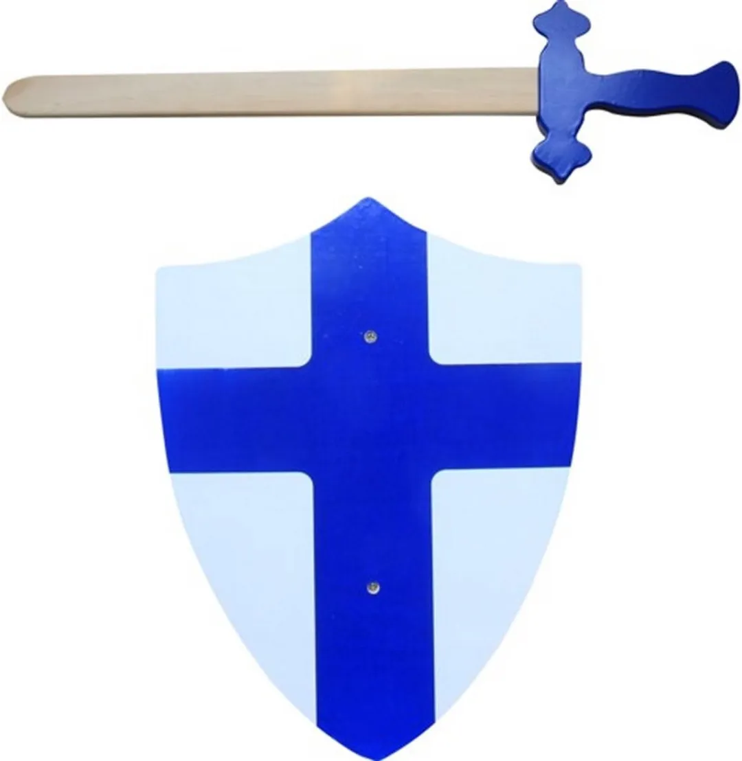 Simply for Kids Houten Zwaard & Schild - Blauw - L