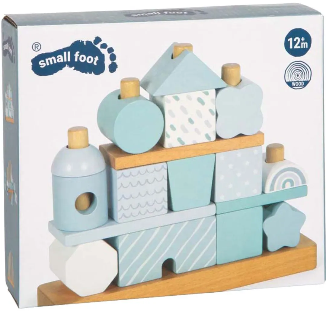 Small Foot Houten Stapelhuis Blauw 18-delig