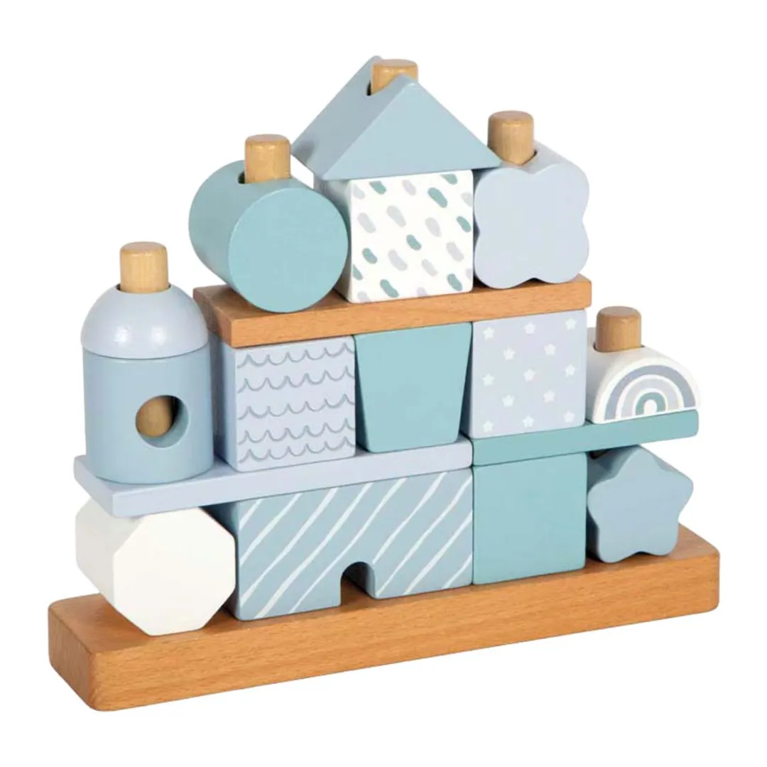 Small Foot Houten Stapelhuis Blauw 18-delig