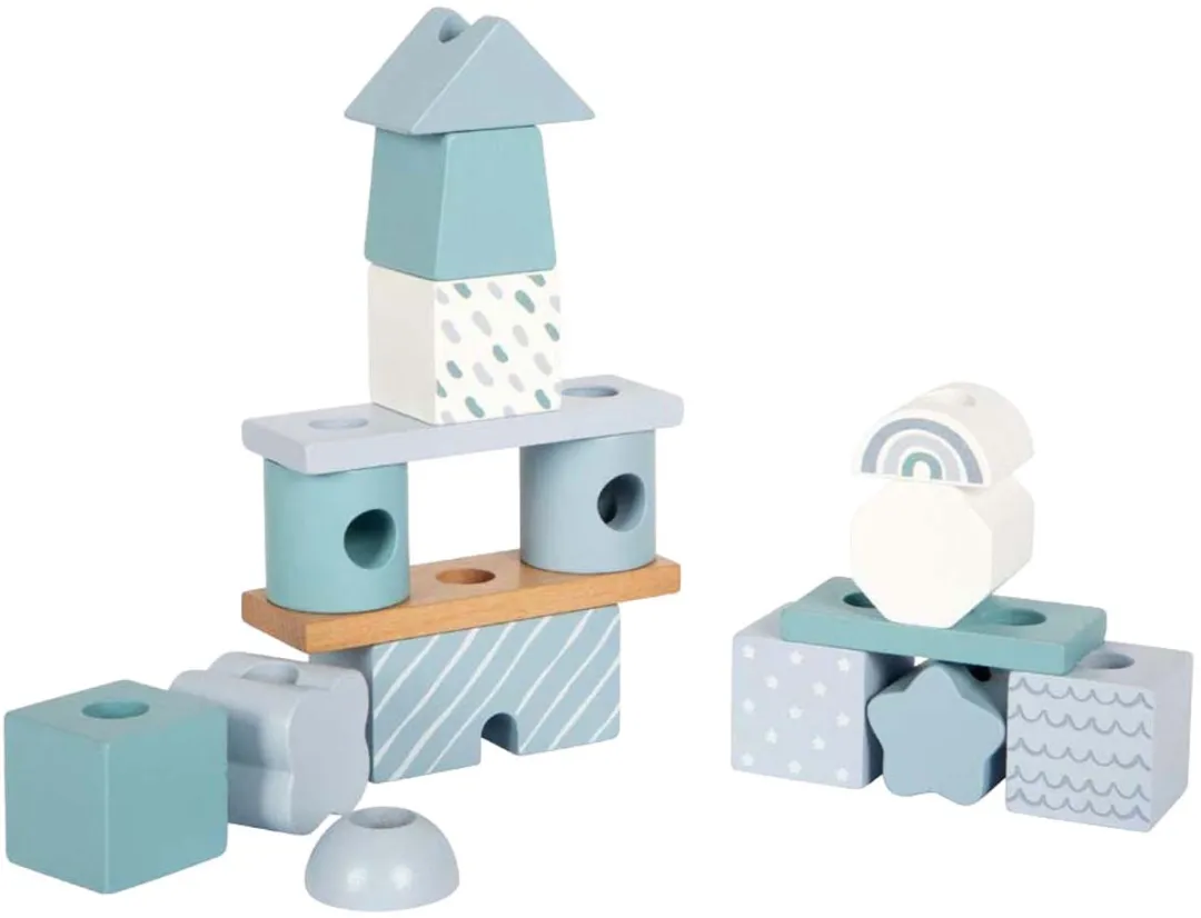 Small Foot Houten Stapelhuis Blauw 18-delig