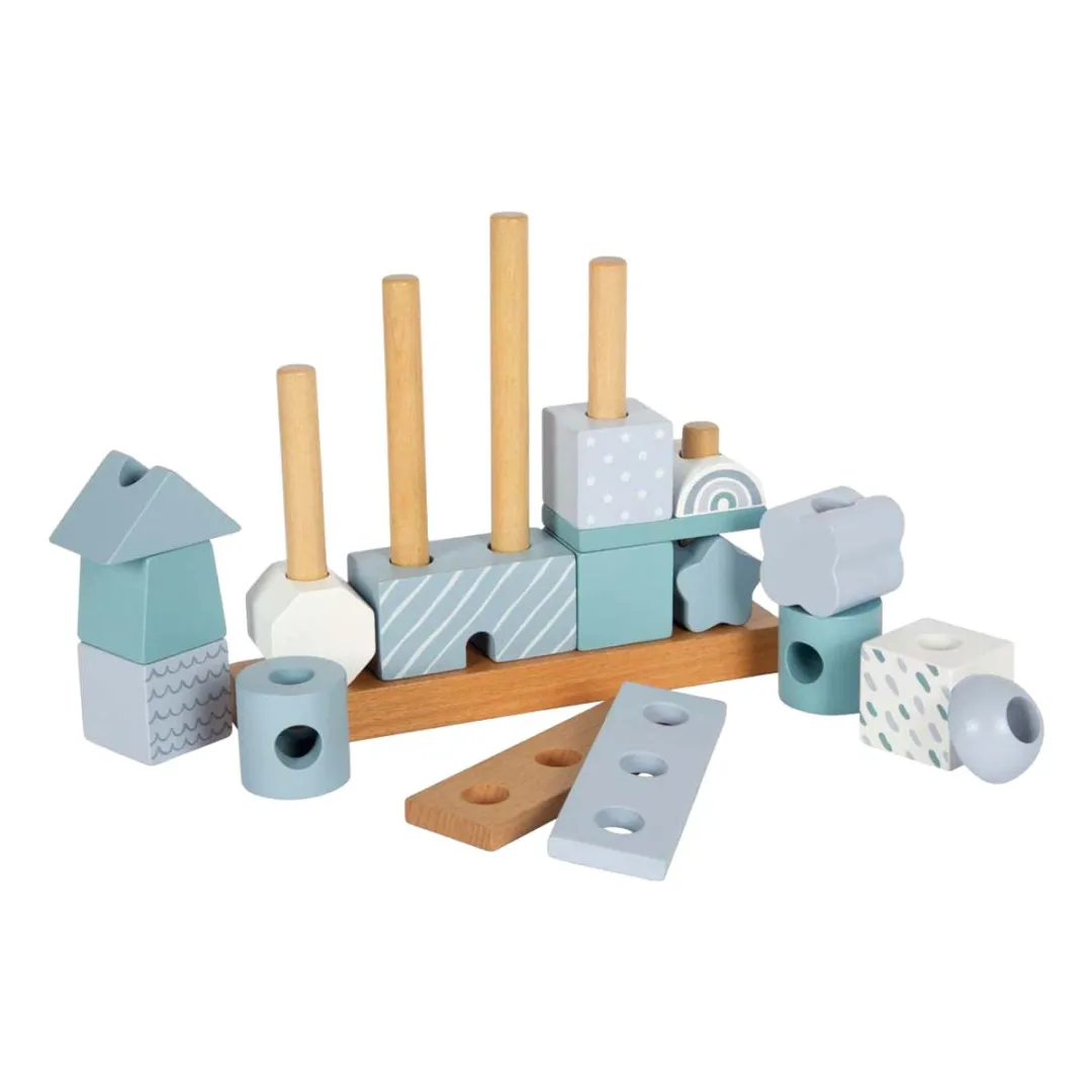 Small Foot Houten Stapelhuis Blauw 18-delig