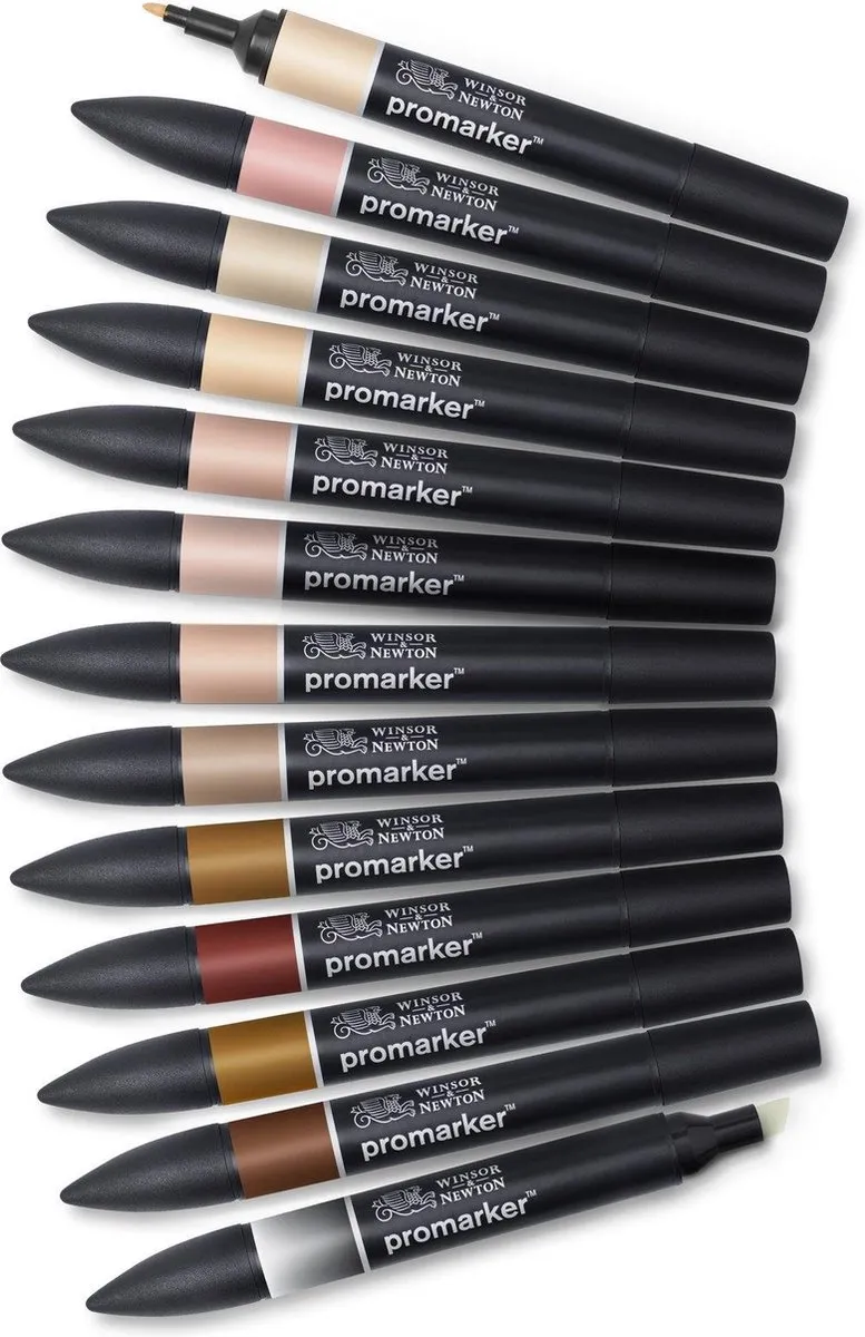 Winsor & Newton Promarker 12 Huidtinten Set - 13 Stuks