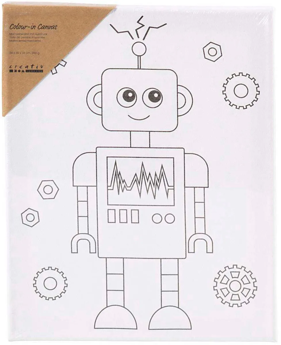 Creativ Company Schildercanvas Robot - 24x30cm Multicolor
