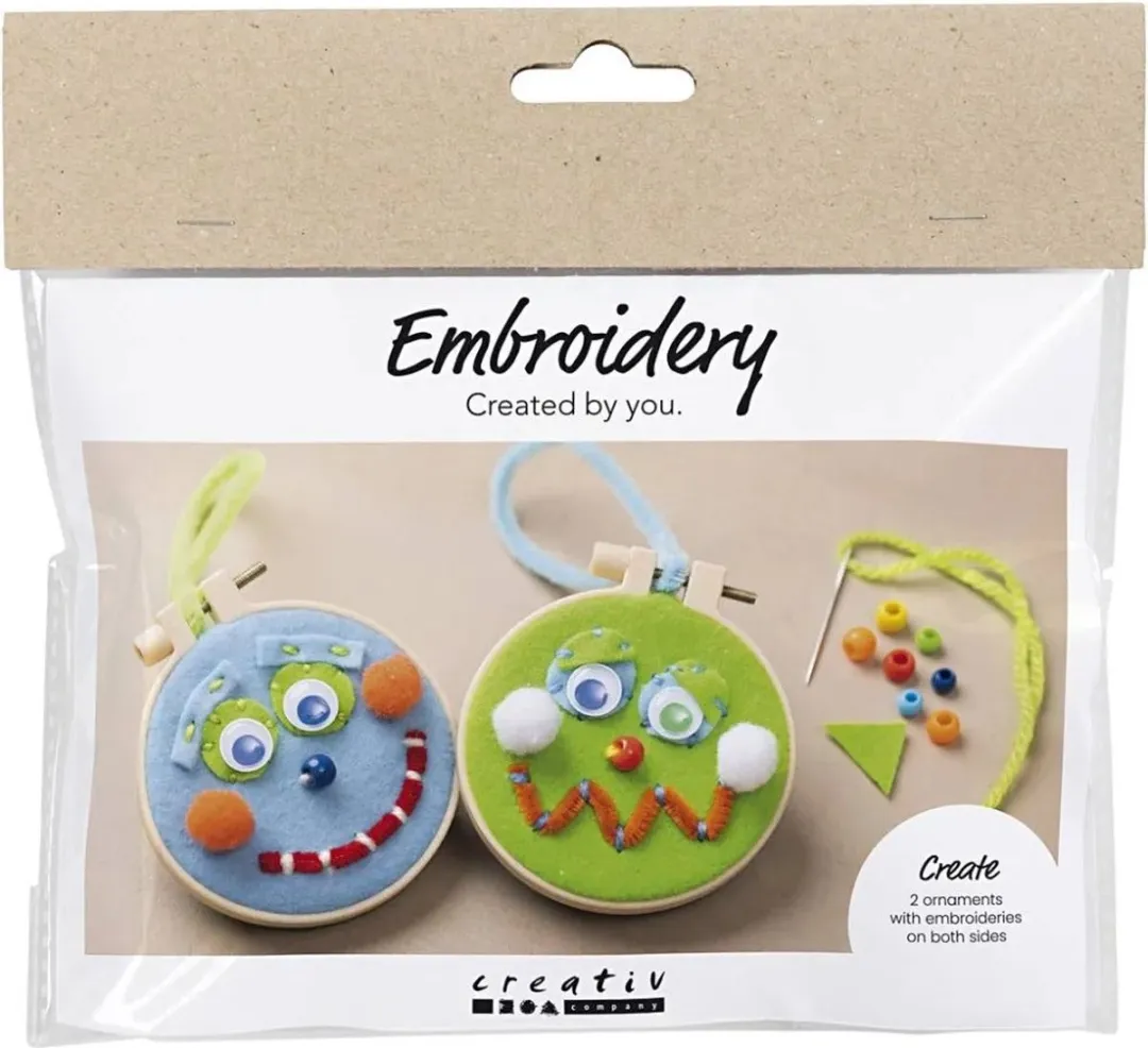 Creativ Company Mini Hobbyset Borduren Gezichtjes Multicolor