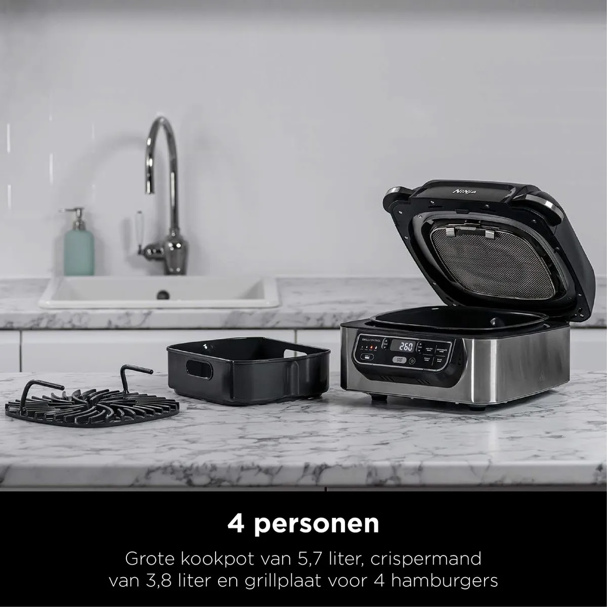 Ninja AG301EU 2-in-1 Grill & Friteuse 1750W - 5,7L - Grijs/Zwart
