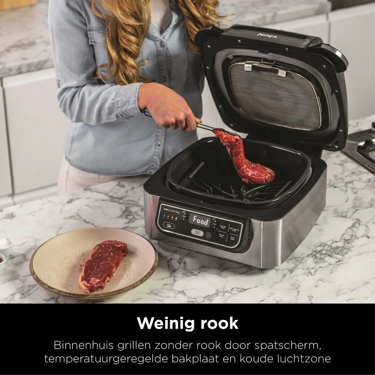 Ninja AG301EU 2-in-1 Grill & Friteuse 1750W - 5,7L - Grijs/Zwart