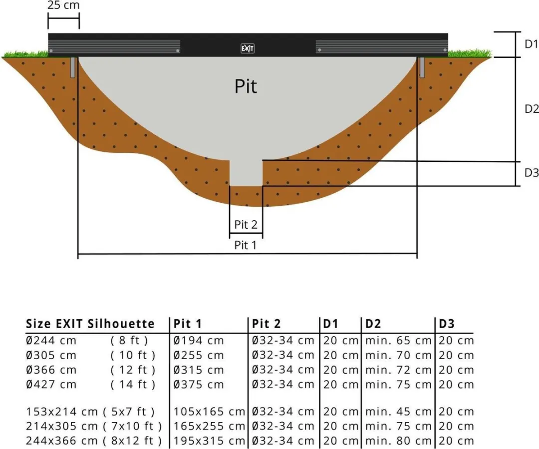 EXIT Silhouette Inground Trampoline Ø244cm - Zwart