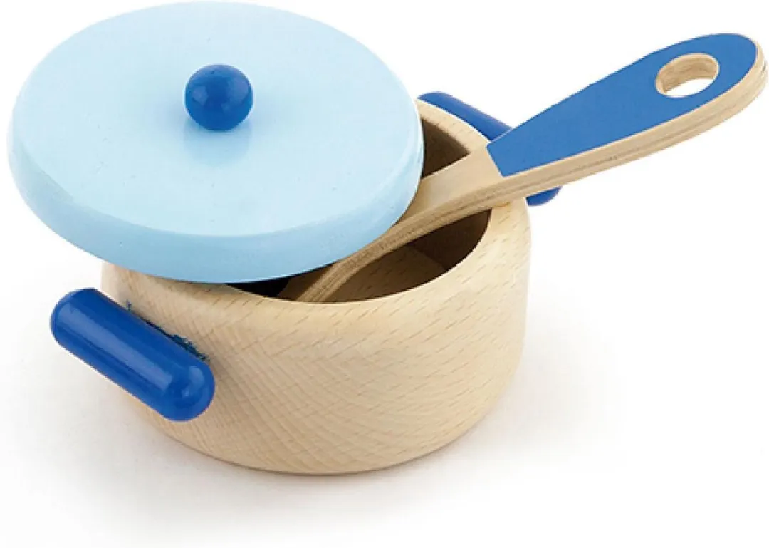 Viga Toys Kookset Ontbijtset Hout - Blauw