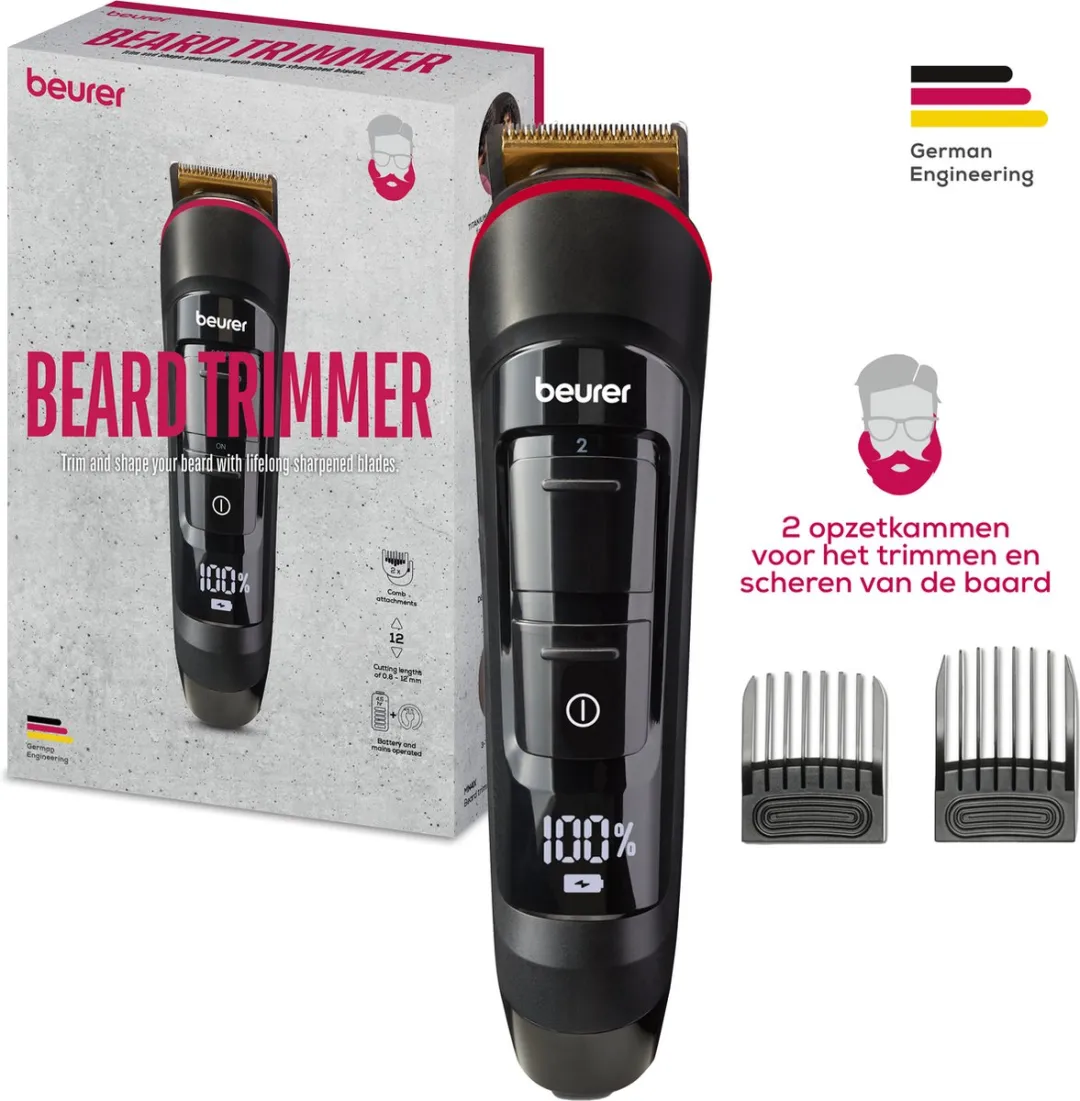 Beurer MN4X Baardtrimmer - 12 Scheerlengtes 90 min - Zwart