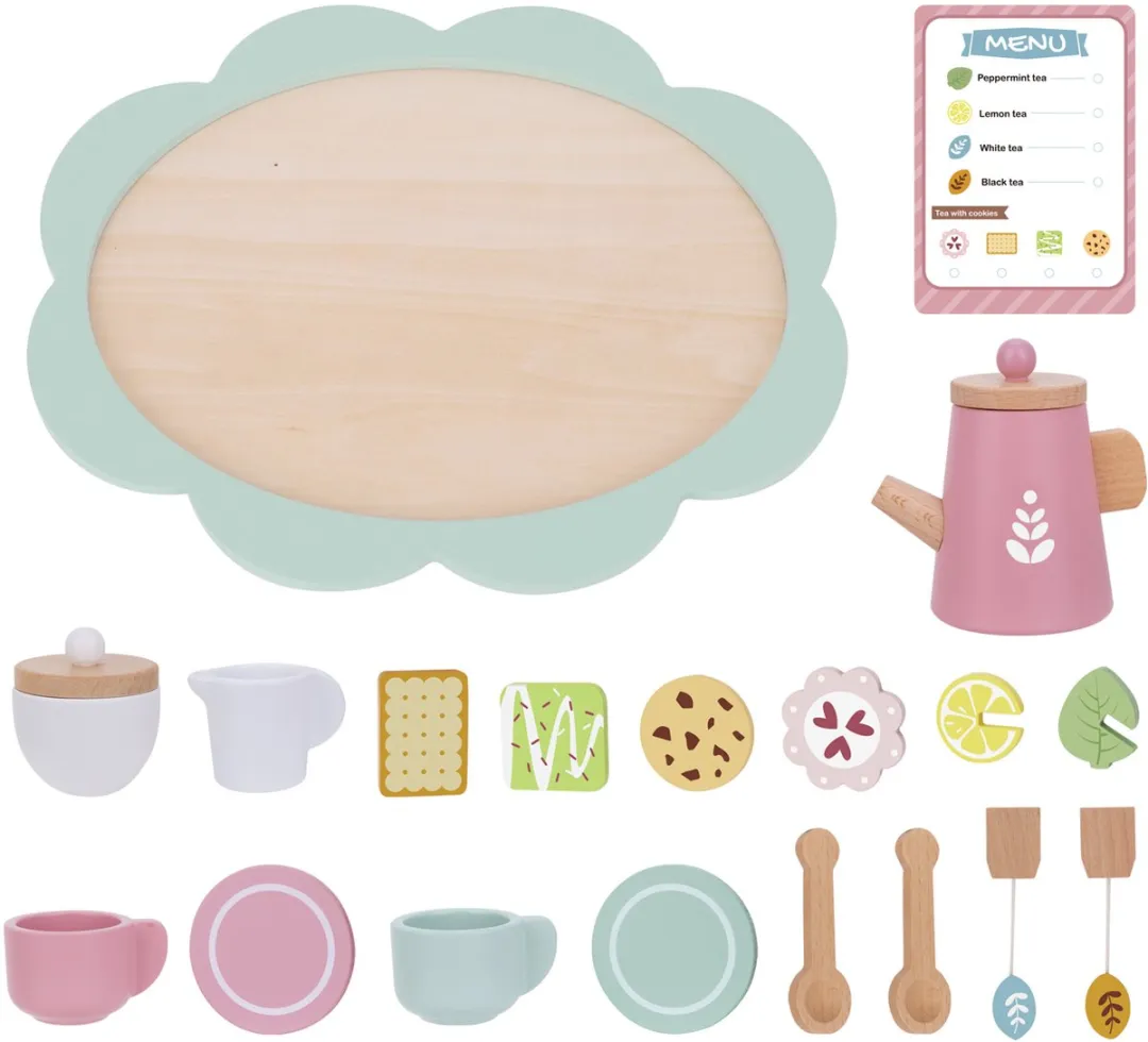 Tooky Toy Houten Theeservies Multicolor