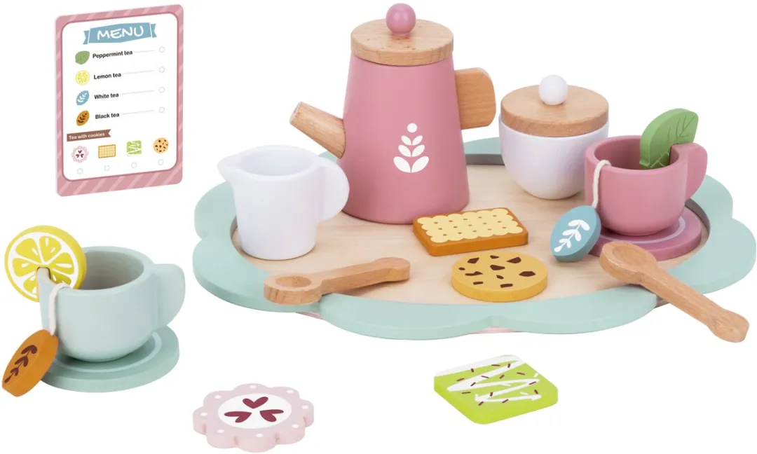 Tooky Toy Houten Theeservies Multicolor