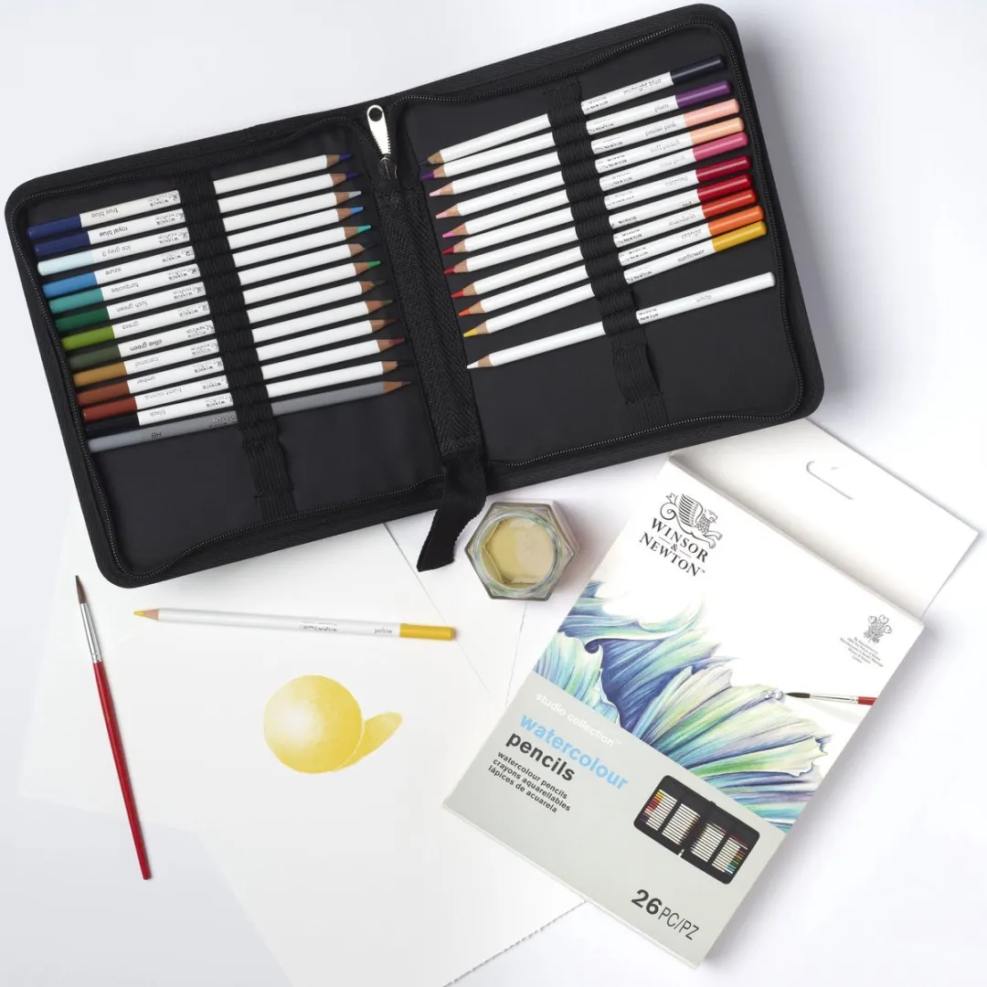 Winsor & Newton Studio Collection Aquarelpotloden Set 26 Stuks - Inclusief HB-potlood & penseel