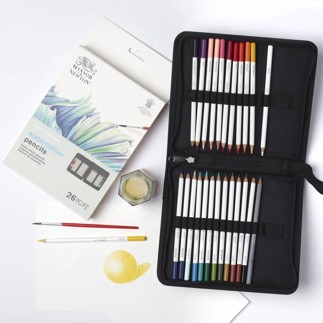 Winsor & Newton Studio Collection Aquarelpotloden Set 26 Stuks - Inclusief HB-potlood & penseel