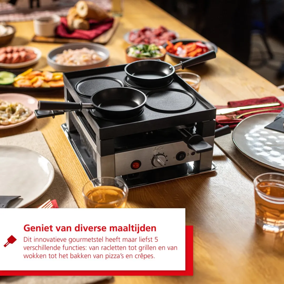 Solis 791 5-in-1 Tafelgrill - 1400W - 4 Personen - Zilver/Zwart
