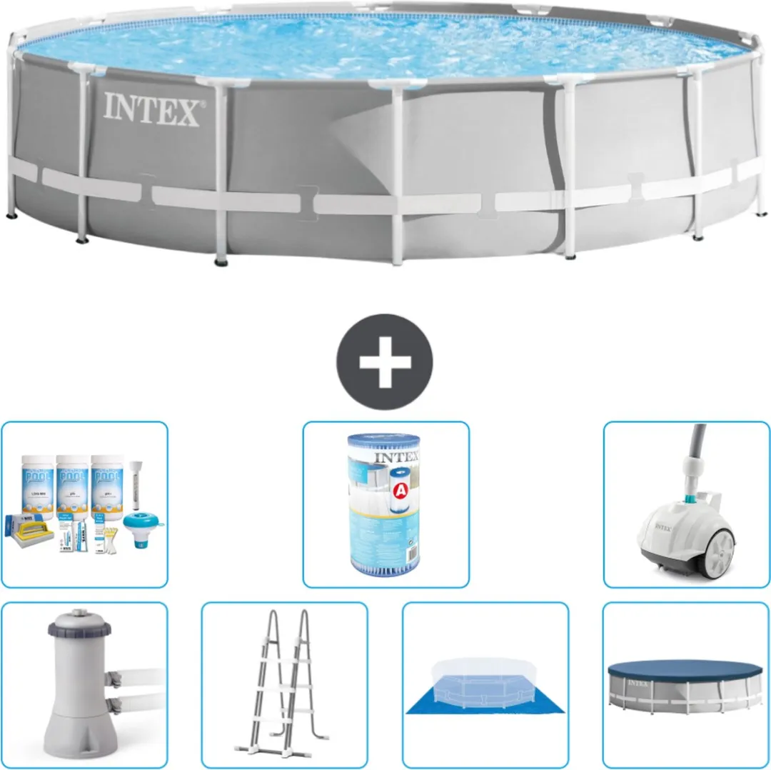 Intex Rond Prism Frame Zwembad 427x107cm - Grijs