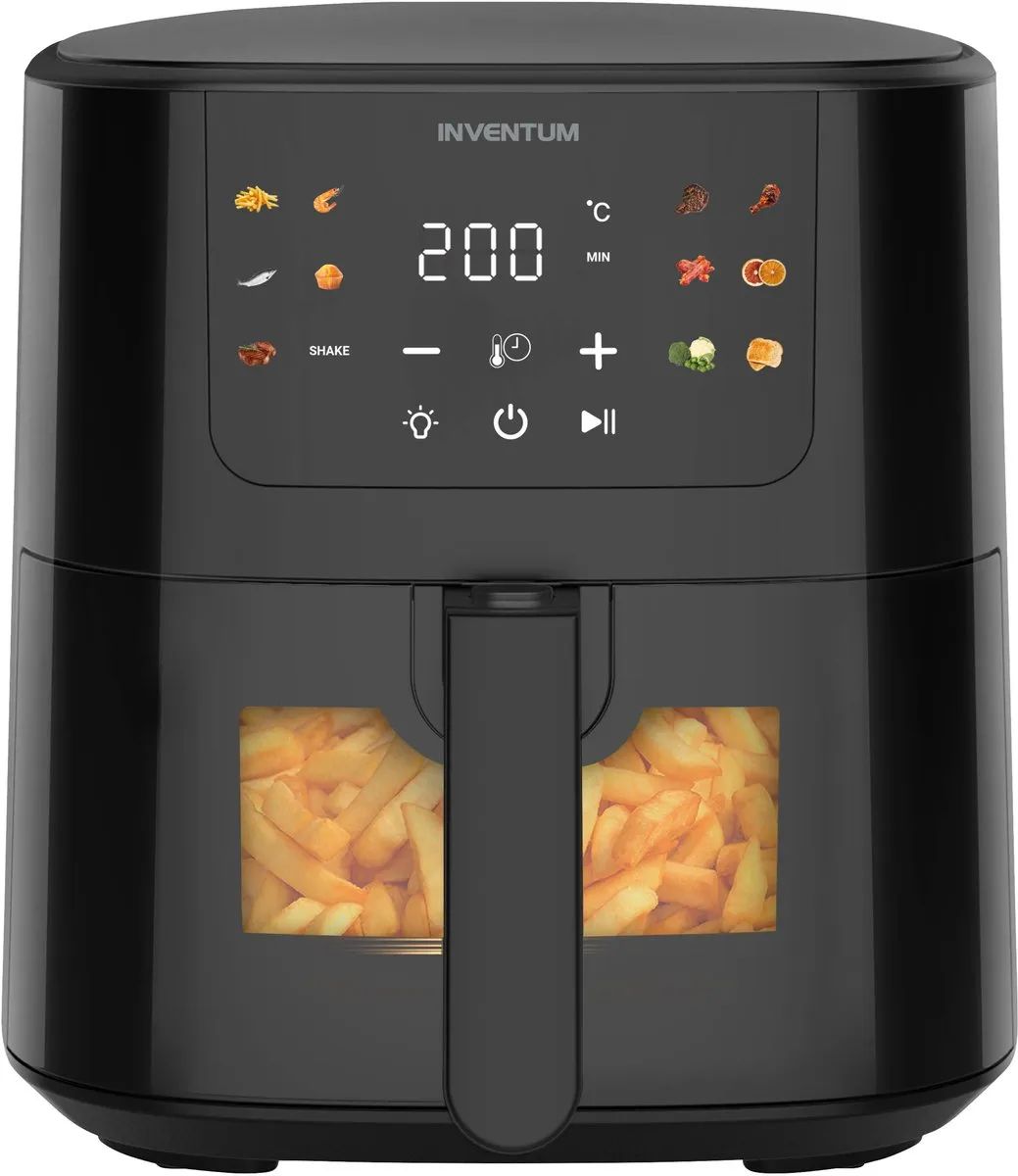 Inventum GF502HLDB - Airfryer - Hetelucht friteuse - 5 liter - Kijkvenster - 70 tot 200 graden - 1500 watt - Zwart