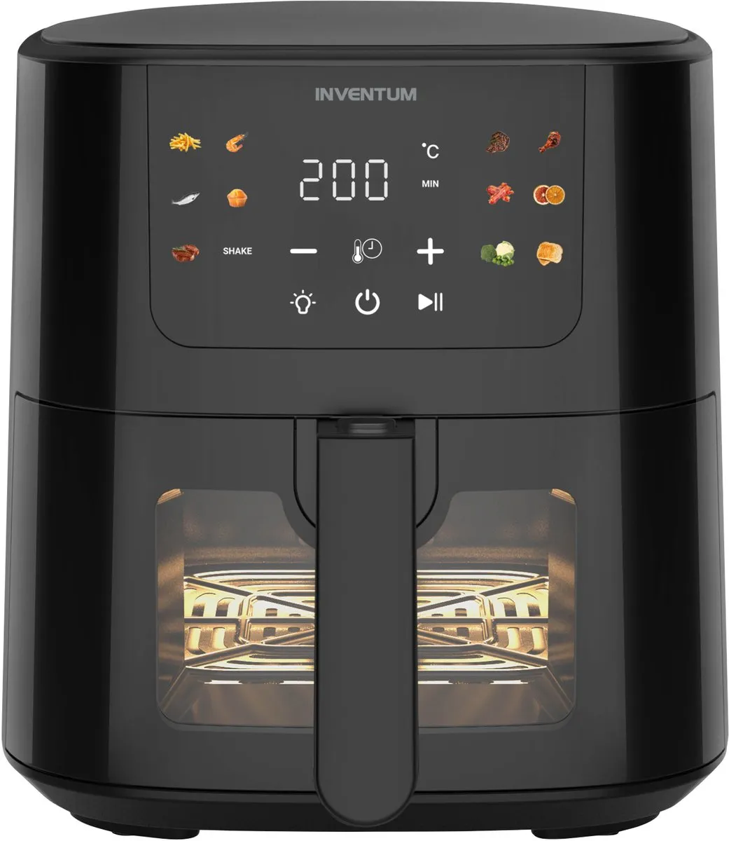Inventum GF502HLDB - Airfryer - Hetelucht friteuse - 5 liter - Kijkvenster - 70 tot 200 graden - 1500 watt - Zwart