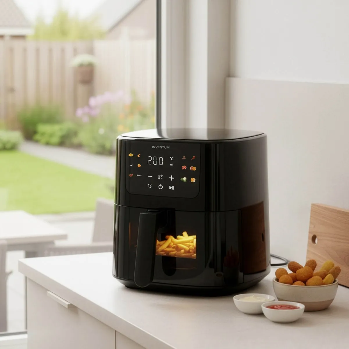 Inventum GF502HLDB - Airfryer - Hetelucht friteuse - 5 liter - Kijkvenster - 70 tot 200 graden - 1500 watt - Zwart