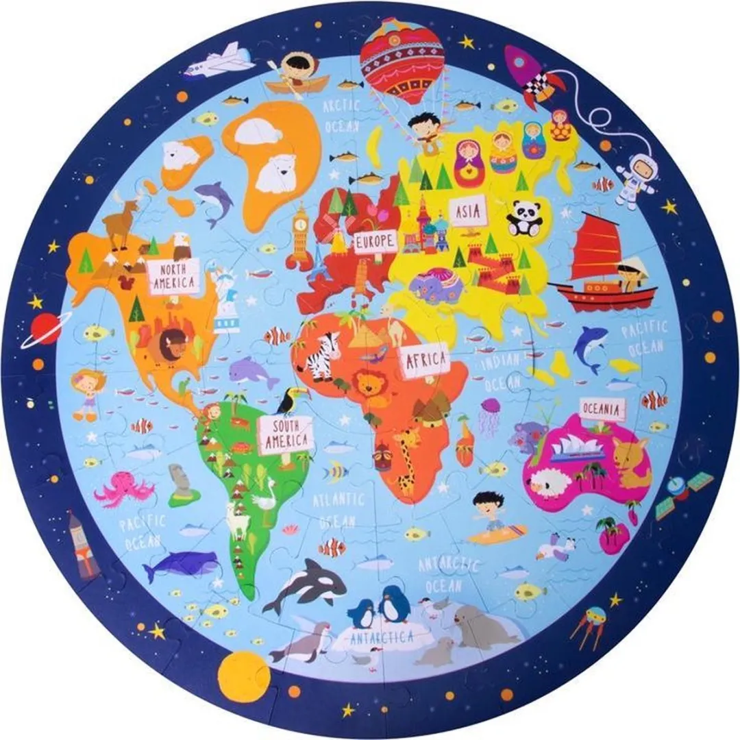 Apli Kids Wereldkaart Puzzle 48 Stuks