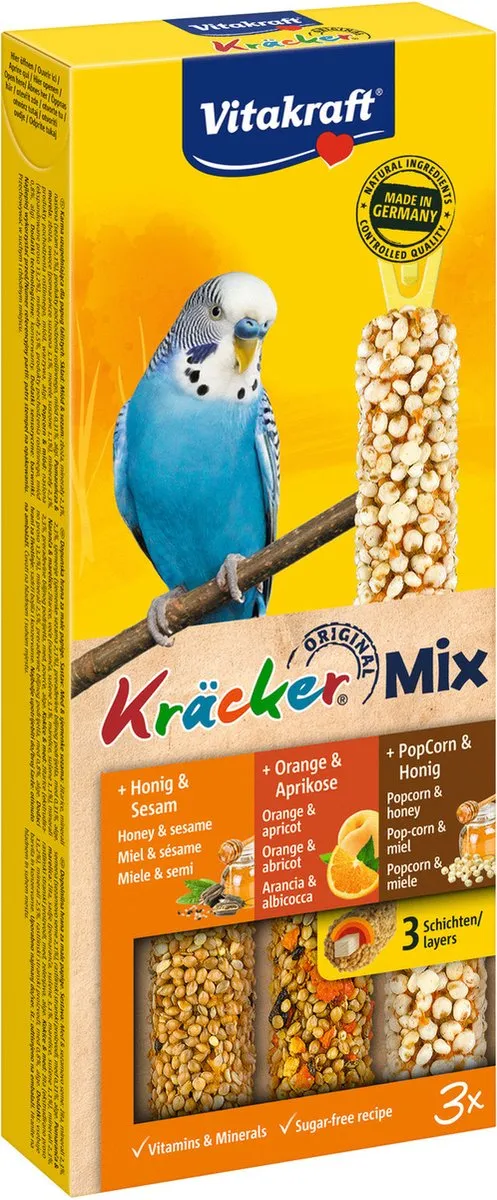 Vitakraft Parkiet Kracker Honing & Sinasappel & Popcorn