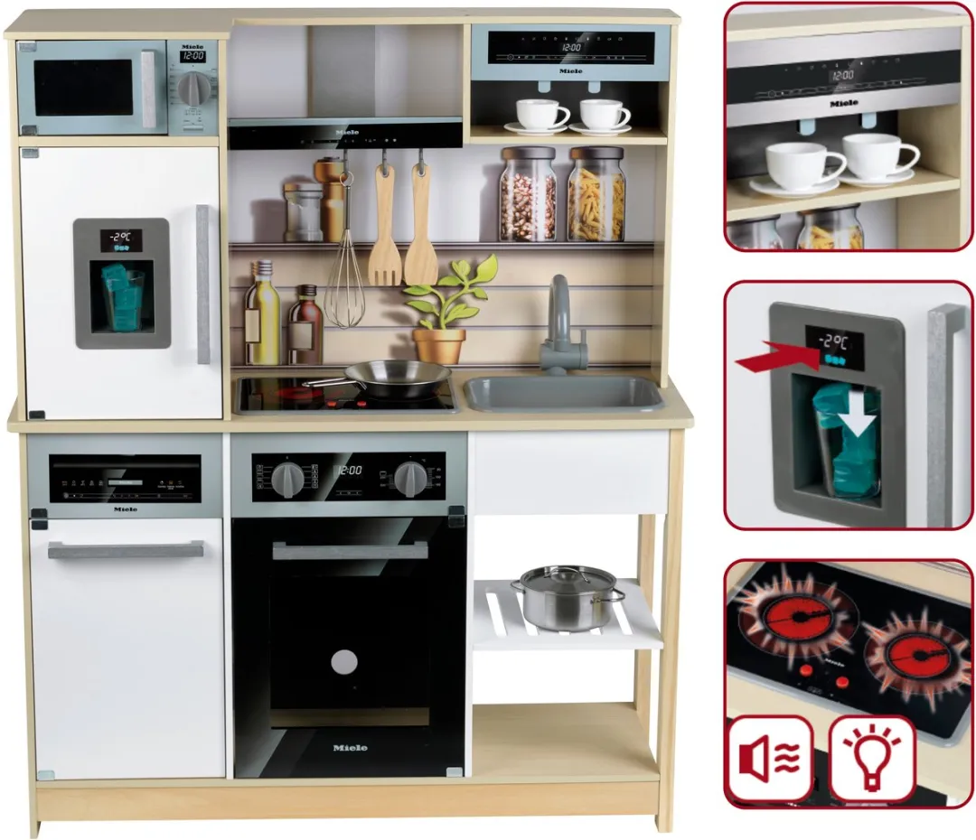 Klein Toys Miele Keuken - Hout/Wit - Licht & Geluid - 2x AA