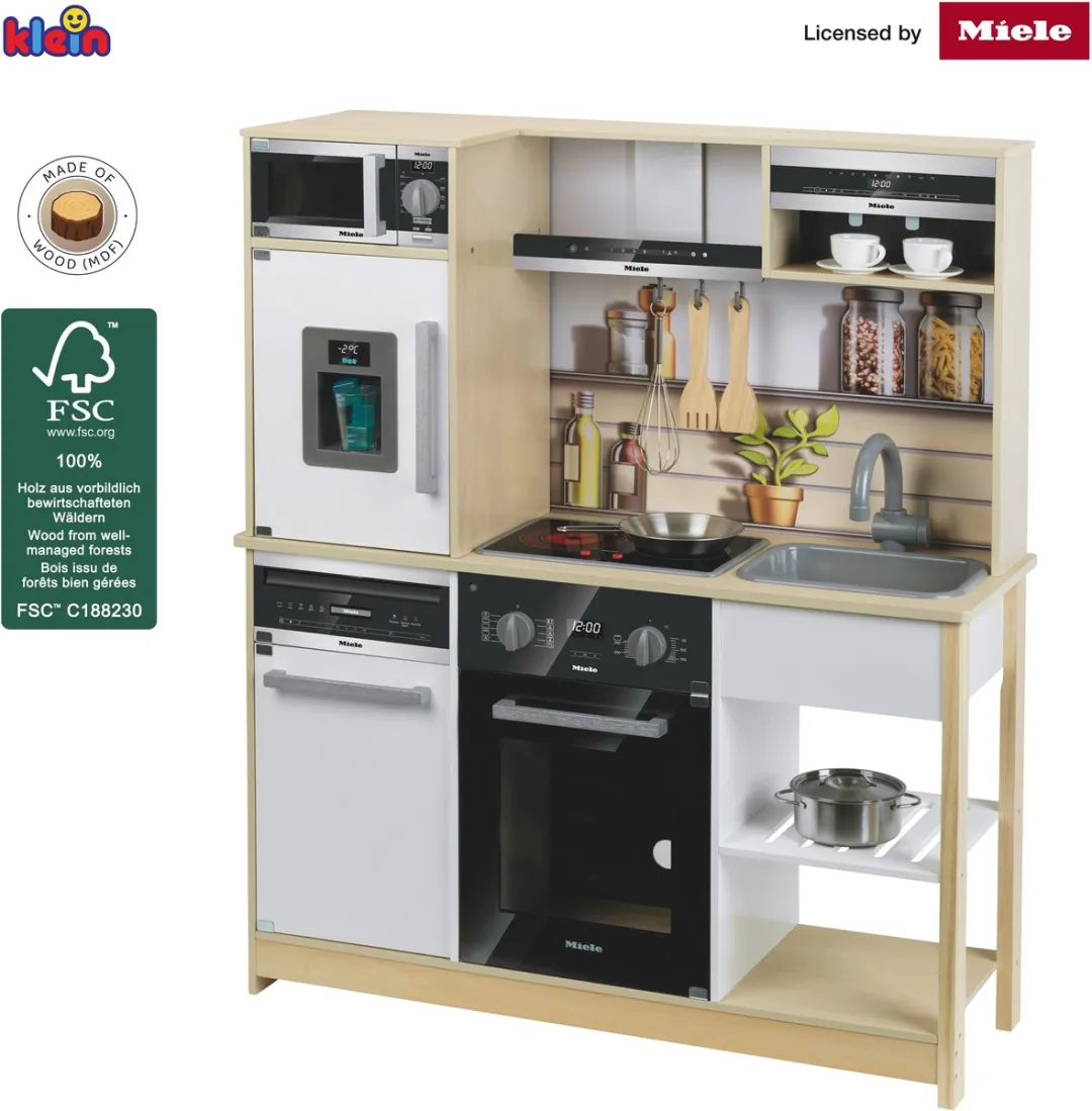 Klein Toys Miele Keuken - Hout/Wit - Licht & Geluid - 2x AA - afbeelding 6 van 6