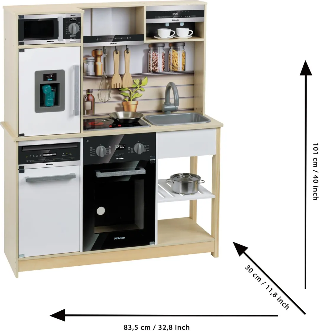 Klein Toys Miele Keuken - Hout/Wit - Licht & Geluid - 2x AA