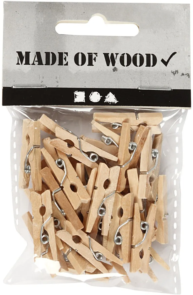 Creativ Company Berkenhout Wasknijpers 30 Stuks - Naturel