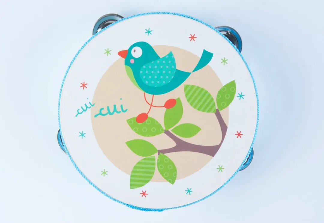 MUSIC SET WITH TAMBOURINE AND HARMONICA - BLUE BIRD PRINT