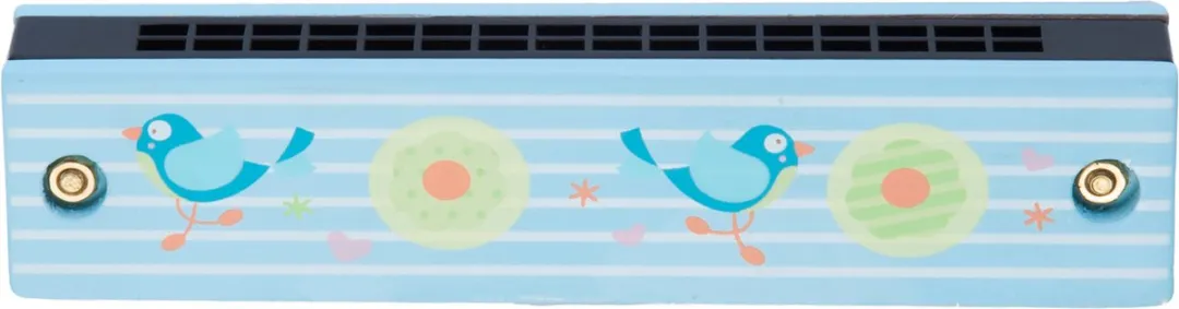 Angel Toys Muziekset Tambourijn & Mondharmonica - Blauw Vogelprint - afbeelding 6 van 6