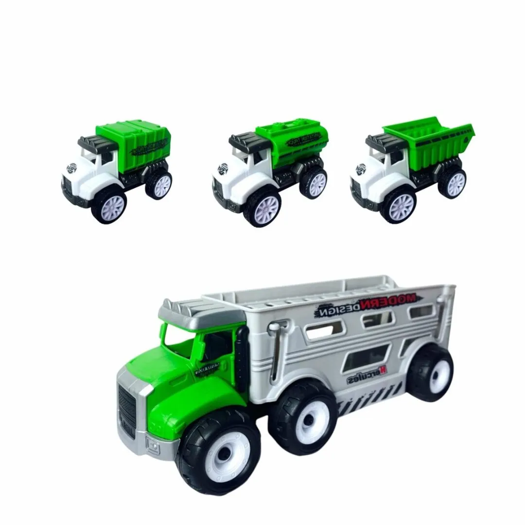 YJ Toys Transport Truck City Car Series 4in1 - 24cm - Groen