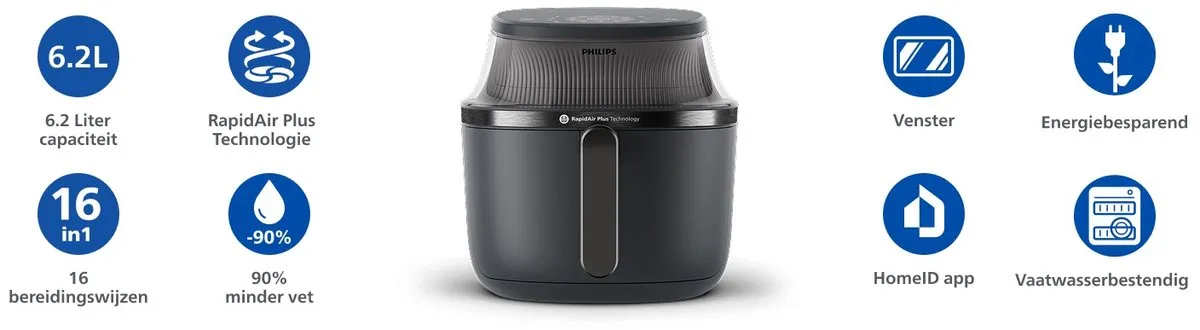 Philips 3000 Series NA330/00 Airfryer 6,2L - 1700W - Zwart - afbeelding 6 van 6
