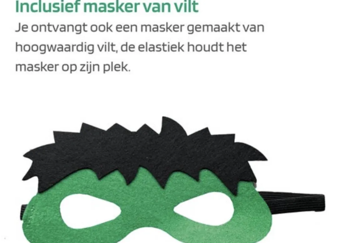 Hot Toys Hulk Superheldenkostuum - Cape + Masker - Groen