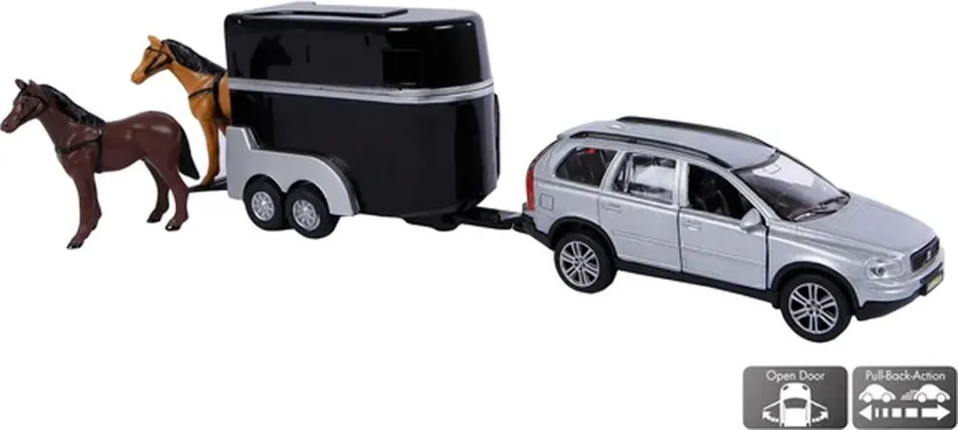 Kids Globe Volvo XC90 Die-cast met Paardentrailer 27cm - Blauw - afbeelding 6 van 6