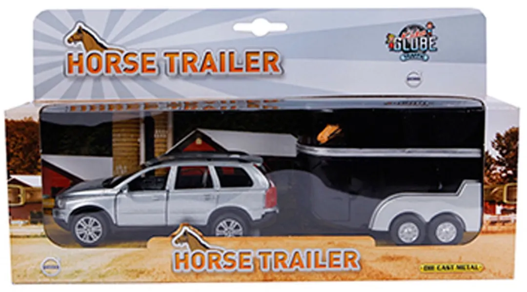 Kids Globe Die-cast Volvo XC90 met Paardentrailer, 27cm