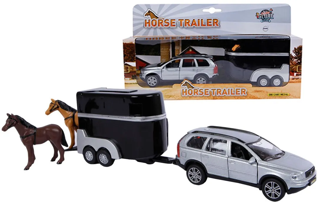 Kids Globe Die-cast Volvo XC90 met Paardentrailer, 27cm