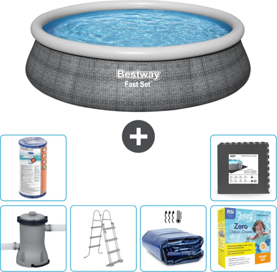 Bestway Fast Set Zwembad 457cm - Inclusief Pomp & Ladder - Grijs